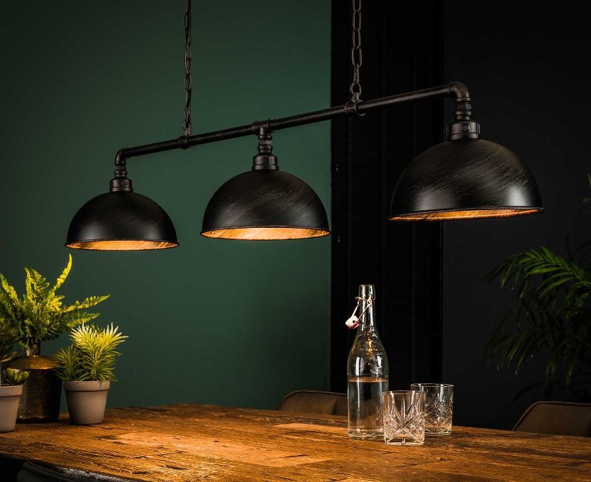 Suspensions 3 l abat jour tube industriel noir