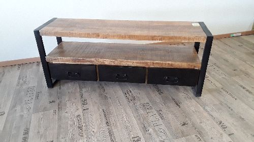 Meuble TV faco manguier massif et metal 150cm