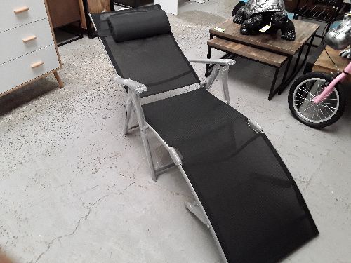 Outsunny transat chaise longue bain de soleil pliable dossier inclinable multi-positions têtière fou