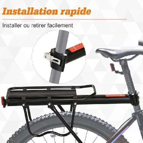 Porte-bagages arrière de vélo - réglable, universel - alu. pp noir