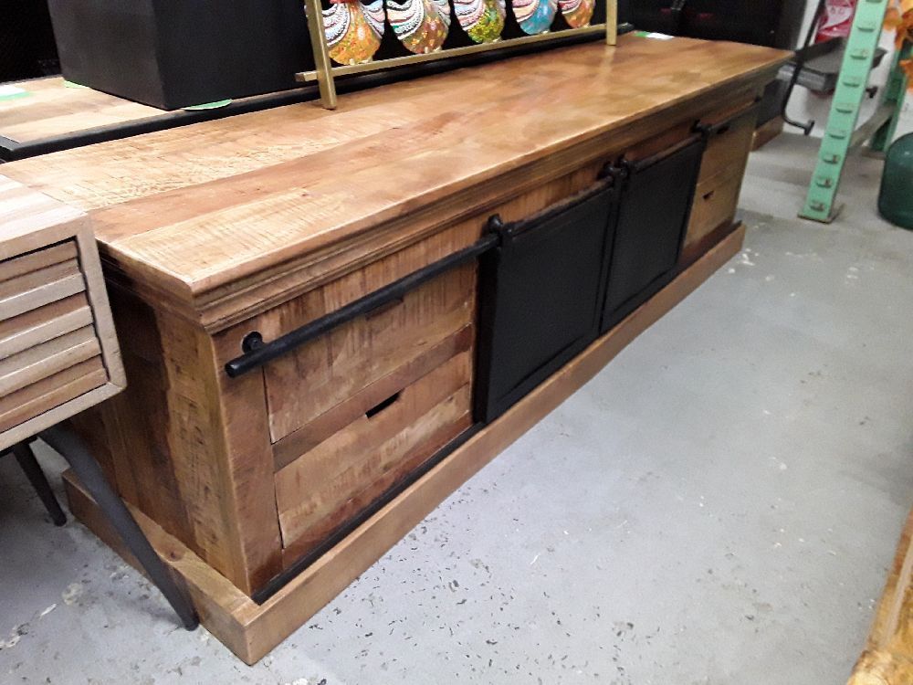 Meuble TV manguier porte coulissante 180
