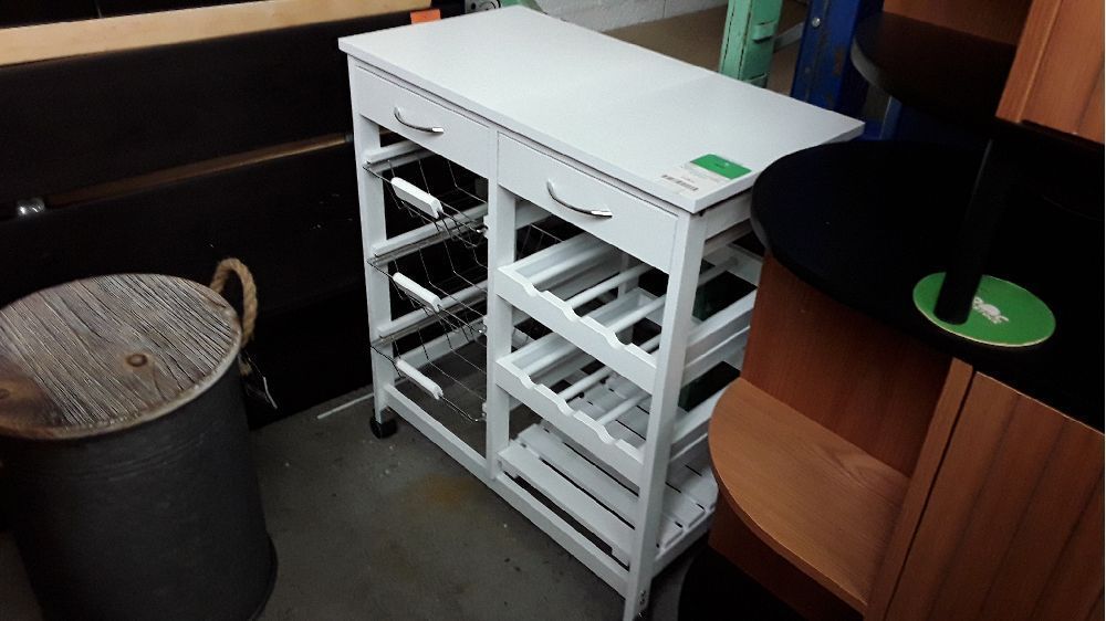 Desserte de rangement blanc 2 tiroirs et 3 paniers37*h76cm