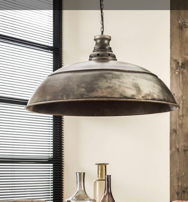 Suspension industrie finition argent ancien o 80cm