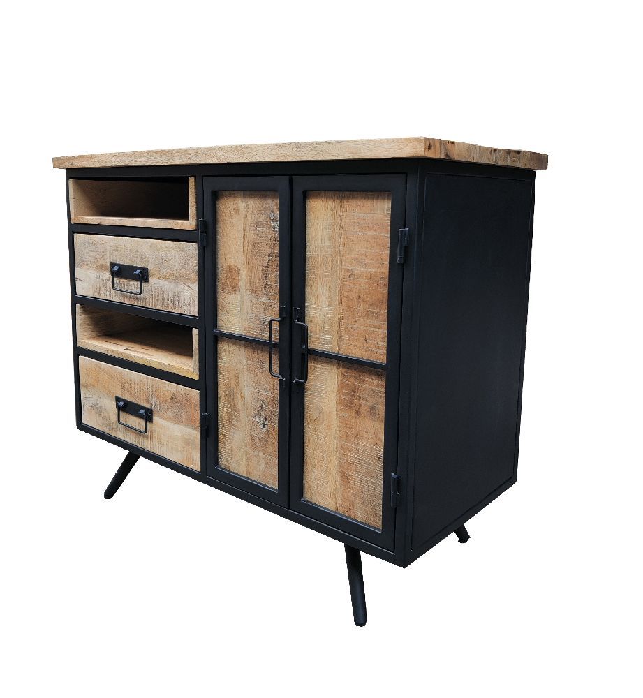 Meuble d appoint industriel liza white manguier et metal