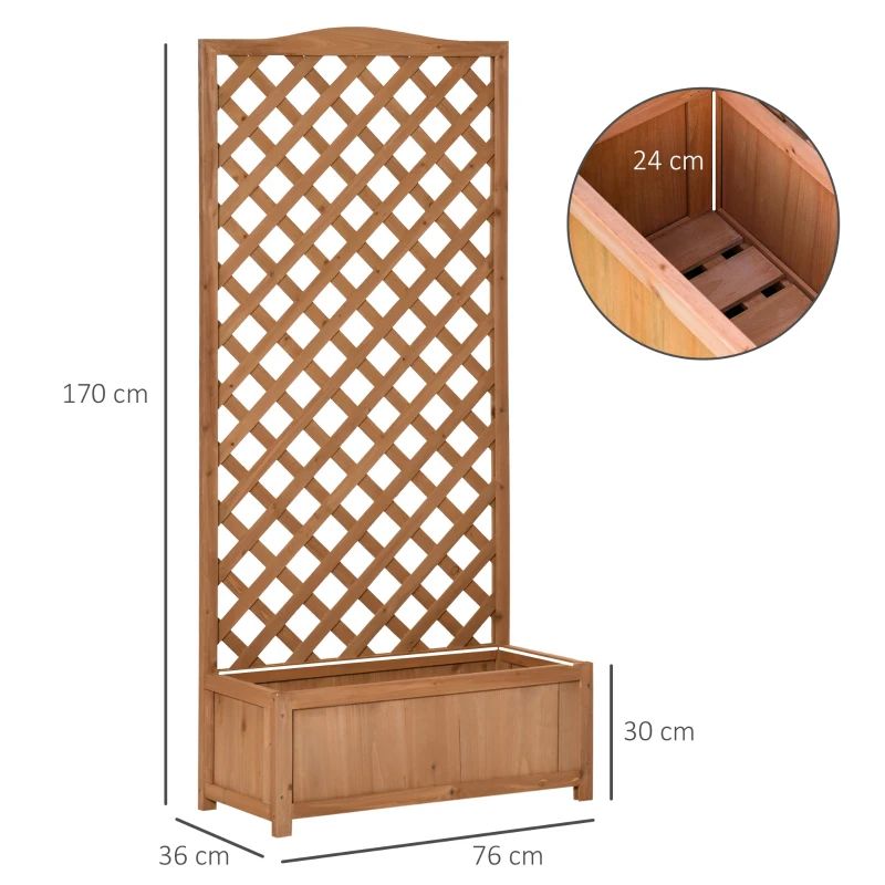Jardinière avec treillis - bac à fleurs - jardinière sur pied - dim. 76l x 36l x 170h cm - fond à la