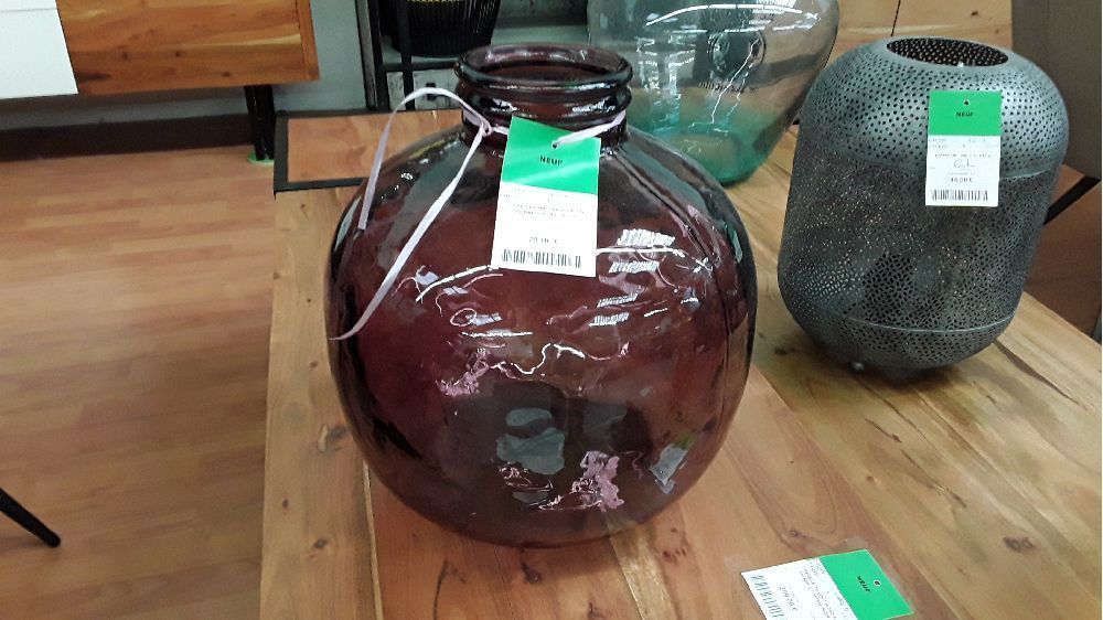 Vase luoise 15l rubi en verre 32cm / h35 cm