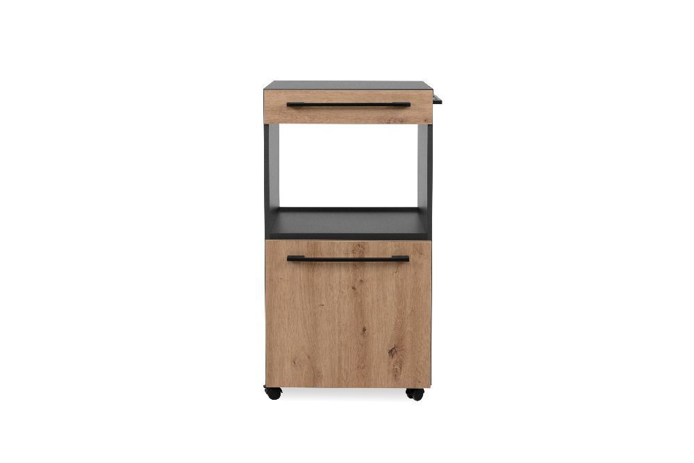 Caisson a roulettes anthracite / chene artisan