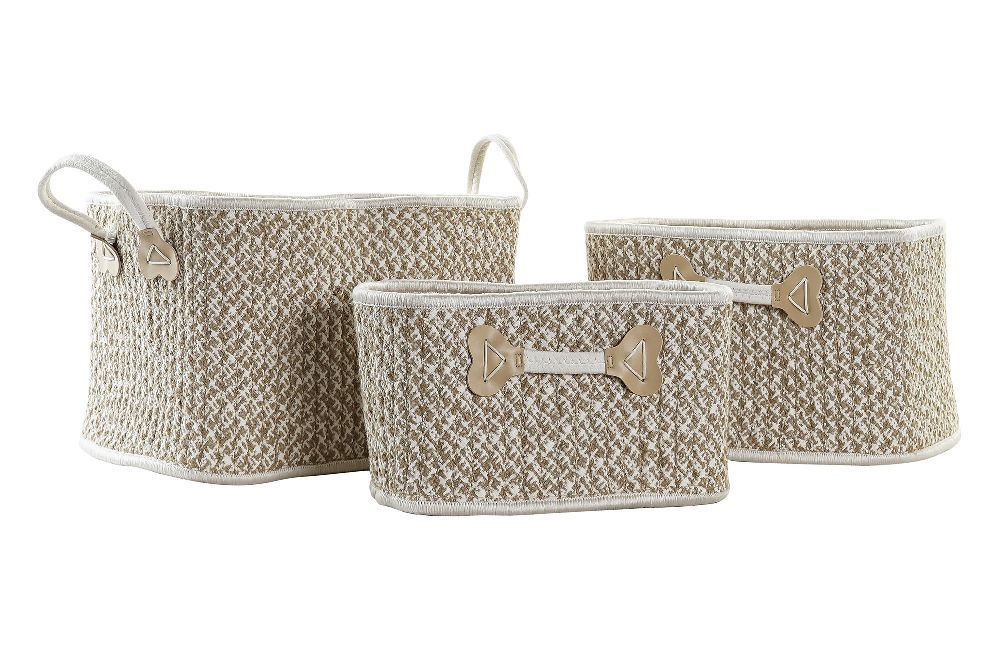 Corbeille set 3 coton jute 41x31x27 naturel