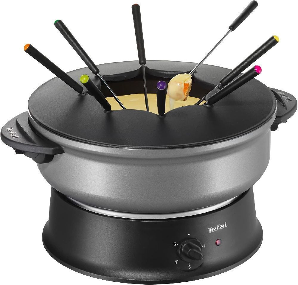 Tefal wok + appareil à fondue, couvercle verre, thermostat réglable, cuve antiadhésive, caquelon alu