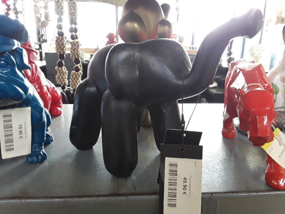 Elephant decoration alu noir black 26*14*19