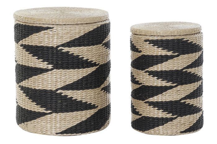 Panier linge set 2 fibre MDF 41x41x51 noir