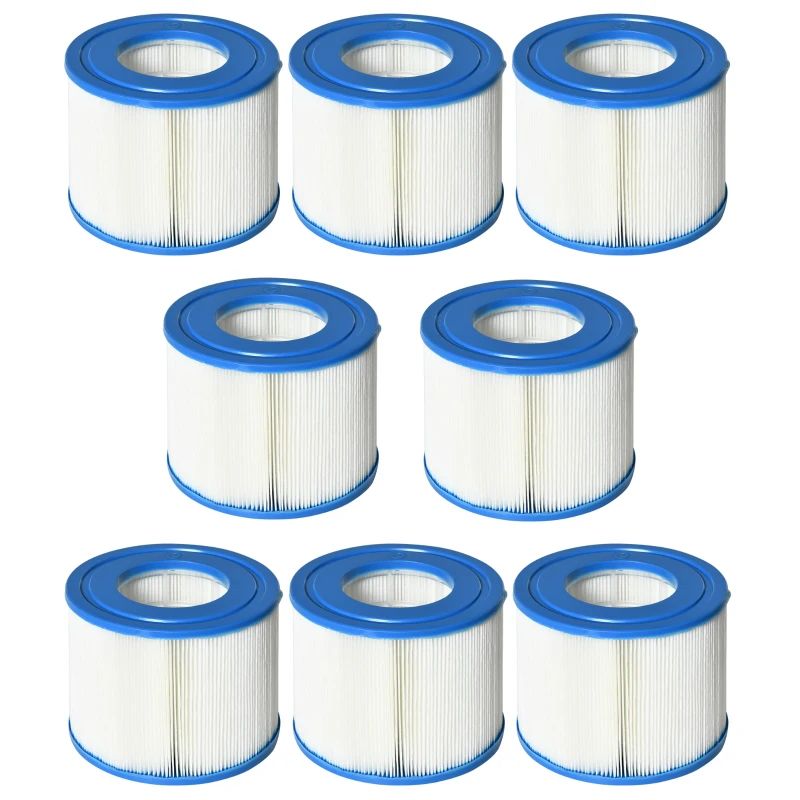 Lot de 8 cartouches filtrantes pour spa - cartouches de filtration - pp bleu fibres dacron blanc