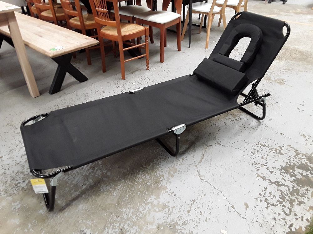 Transat de jardin chaise longue pliante bain de soleil pour lecture noir