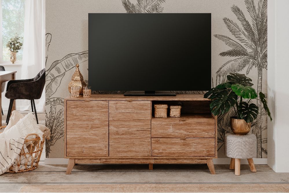 Meuble TV couleur bambou 2p*2t*1niche