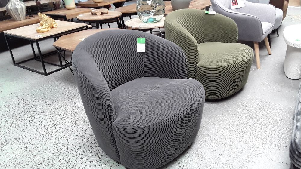 Fauteuil bella rond cotele gris pivotant