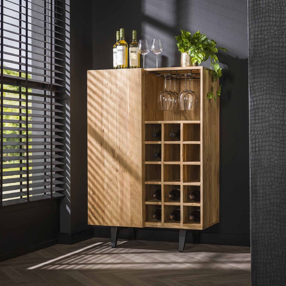 Armoire a vin acacia massi 1 porte