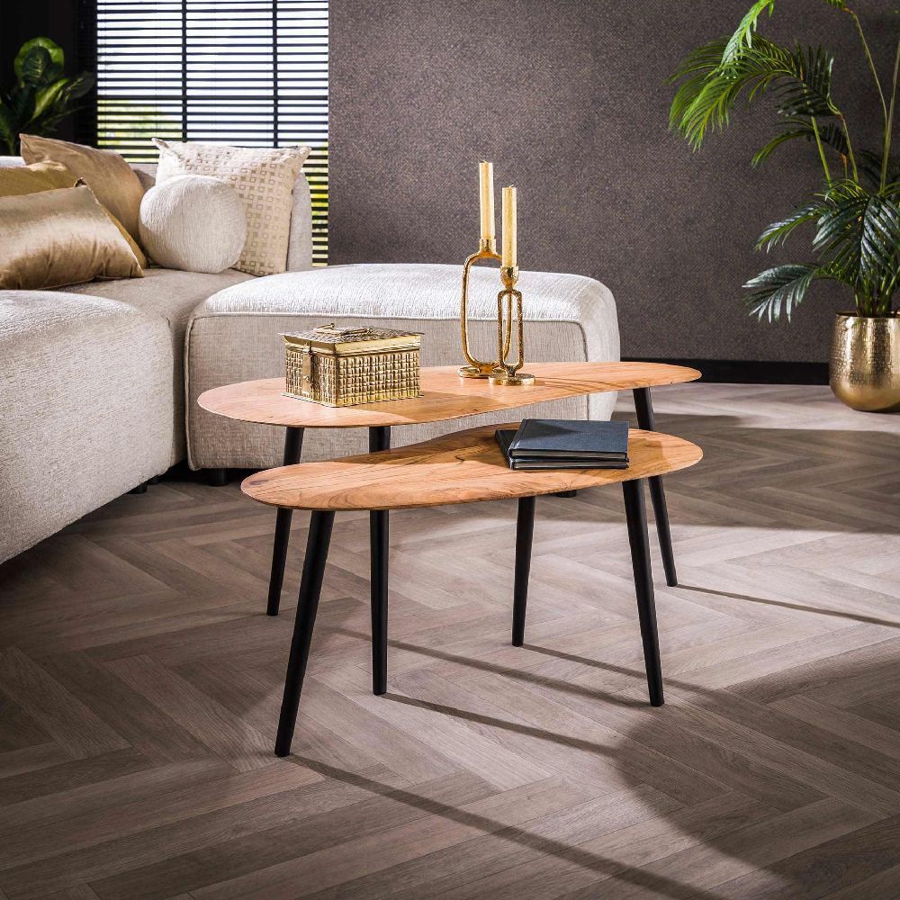 Table basse serie 2 en forme de rein acacia massif