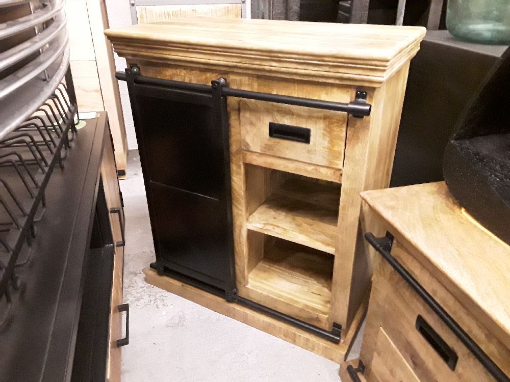 Meuble d appoint manguier porte coulissante 75*40*85