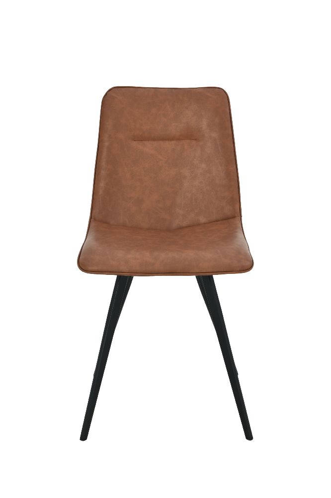 Chaise dina simili cuir marron pied metal noir