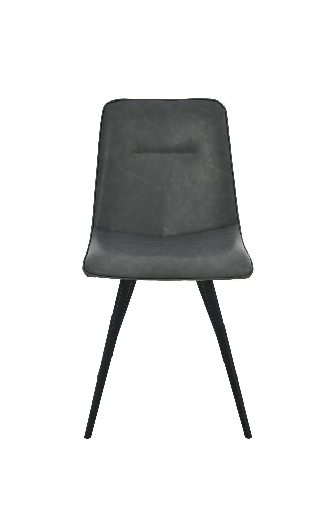 Chaise dina simili cuir gris pied metal noir