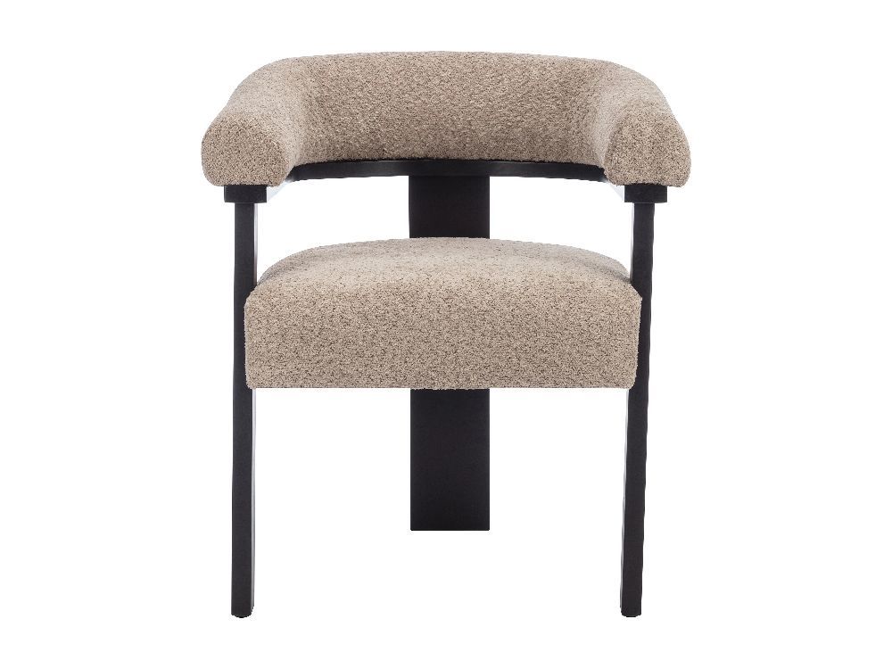 Chaise tissu bouclette et bois d'hévéa - taupe et noir - / neuf destock