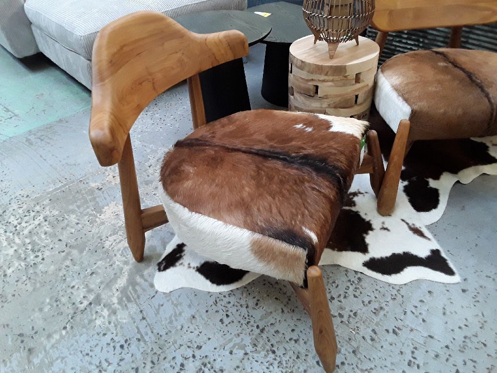 Fauteuil teck et peau
