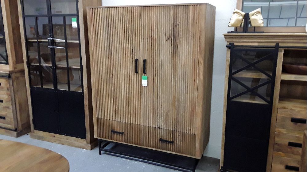 Rampur meuble bar 125cm manguier 2 portes +2 tiroirs