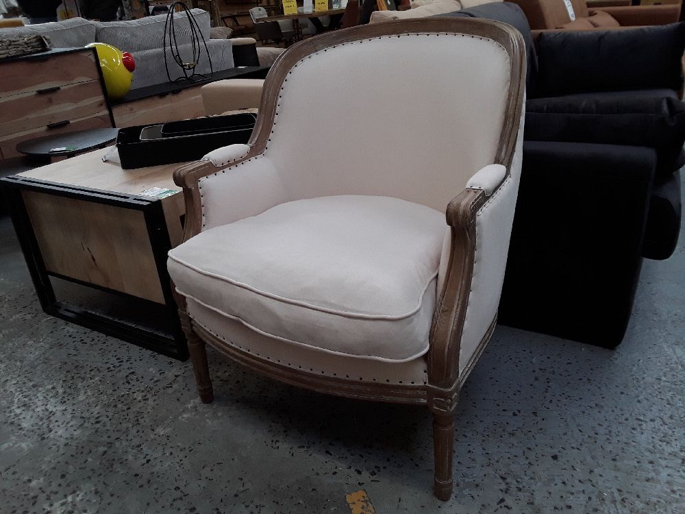 Fauteuil en lin alienor - crème / destock
