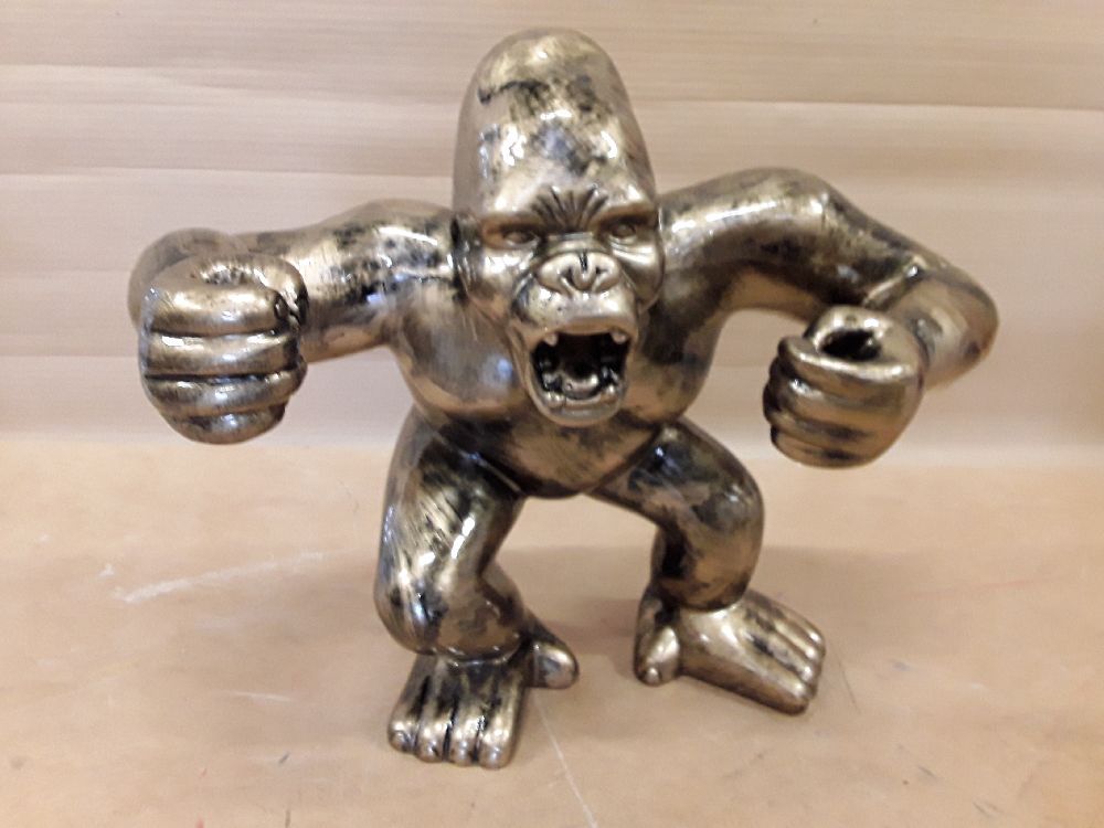 Gorille boxeur doré 50cm