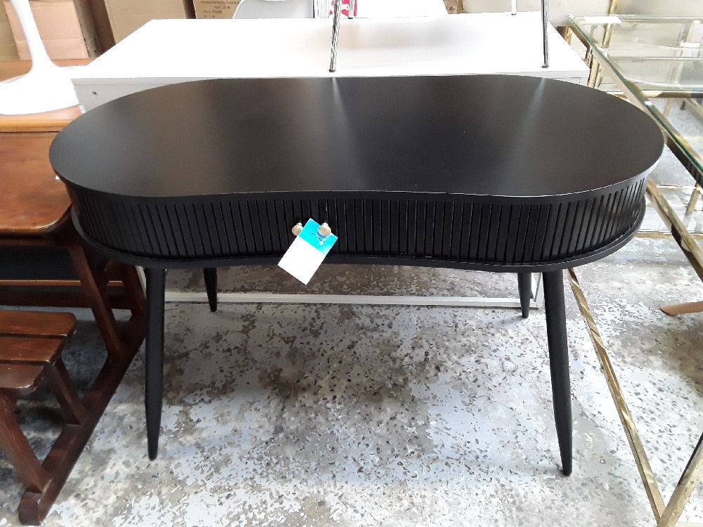 Bureau avec 2 portes coulissantes en MDF - noir - / destock second choix