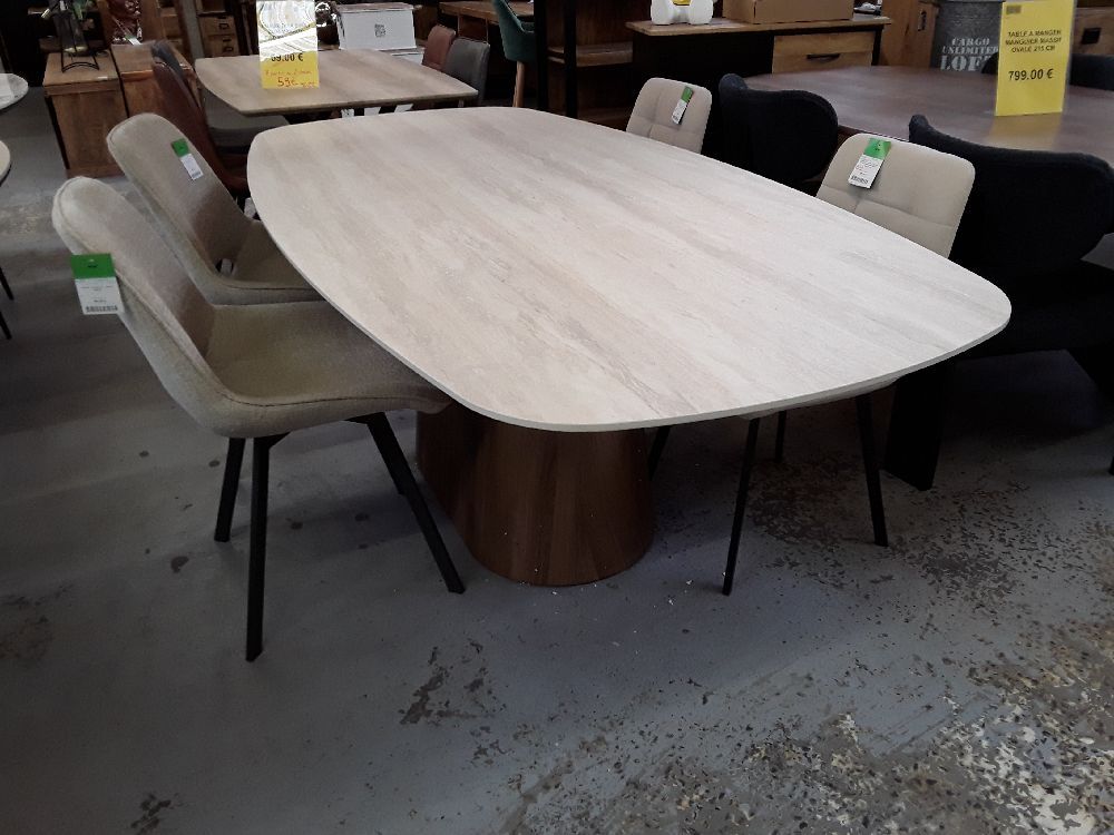 Table ovale ceramique travertin 3d danoise 215 cm