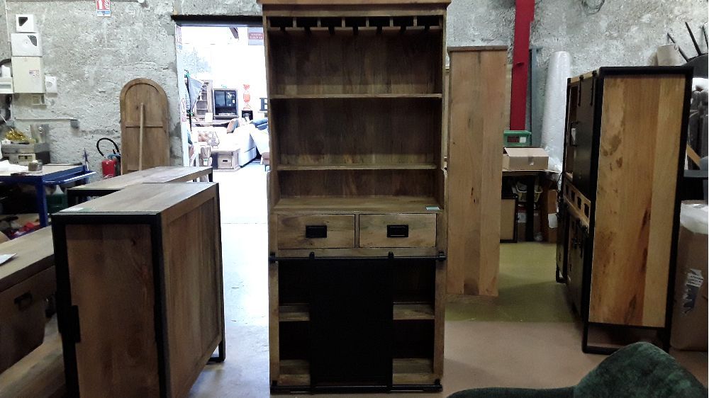Meuble bar avec porte coulissante metal 90*45*190