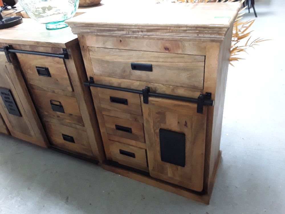 Meuble d appoint porte coulissante bois 75*40*85