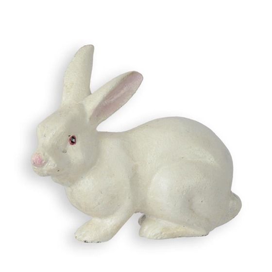 Lapin metal blanc h 11.5 cm