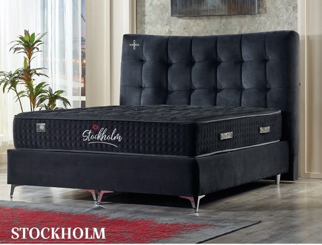 Ensemble lit coffre + matelas stockholm 160*200 noir