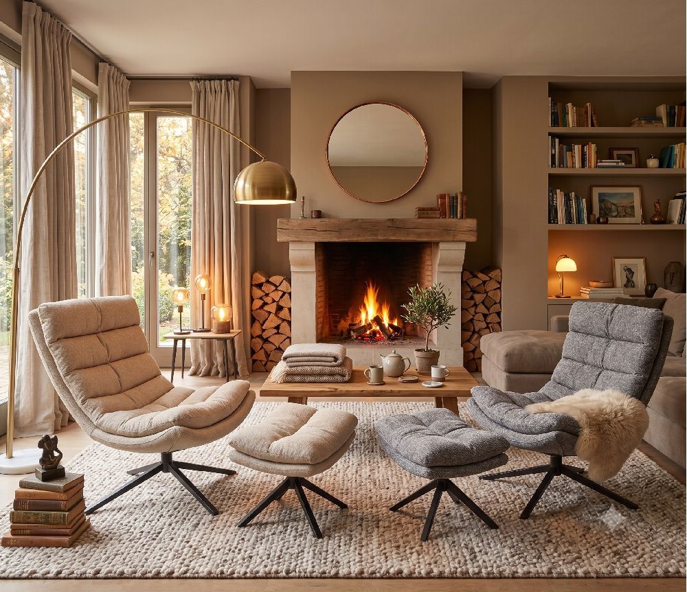 Fauteuil cosy ii gris pivotant avec repose pieds