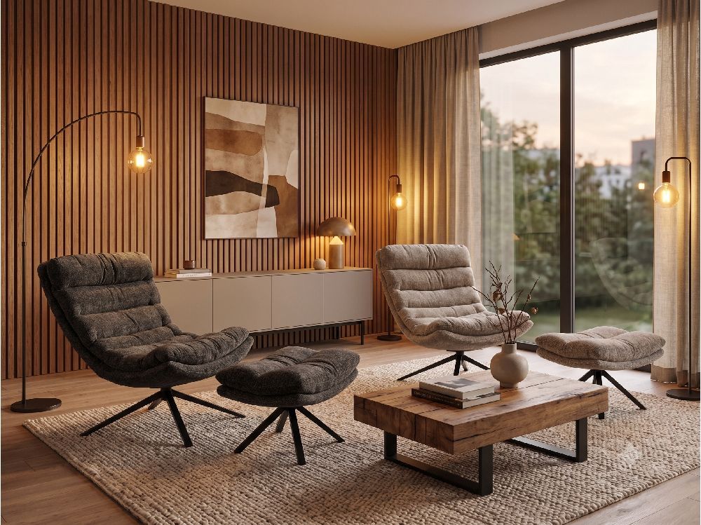 Fauteuil cosy ii beige pivotant avec repose pieds