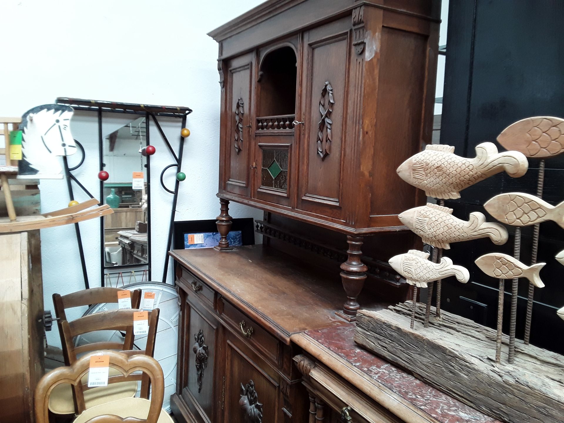 Buffet chêne avec vitre