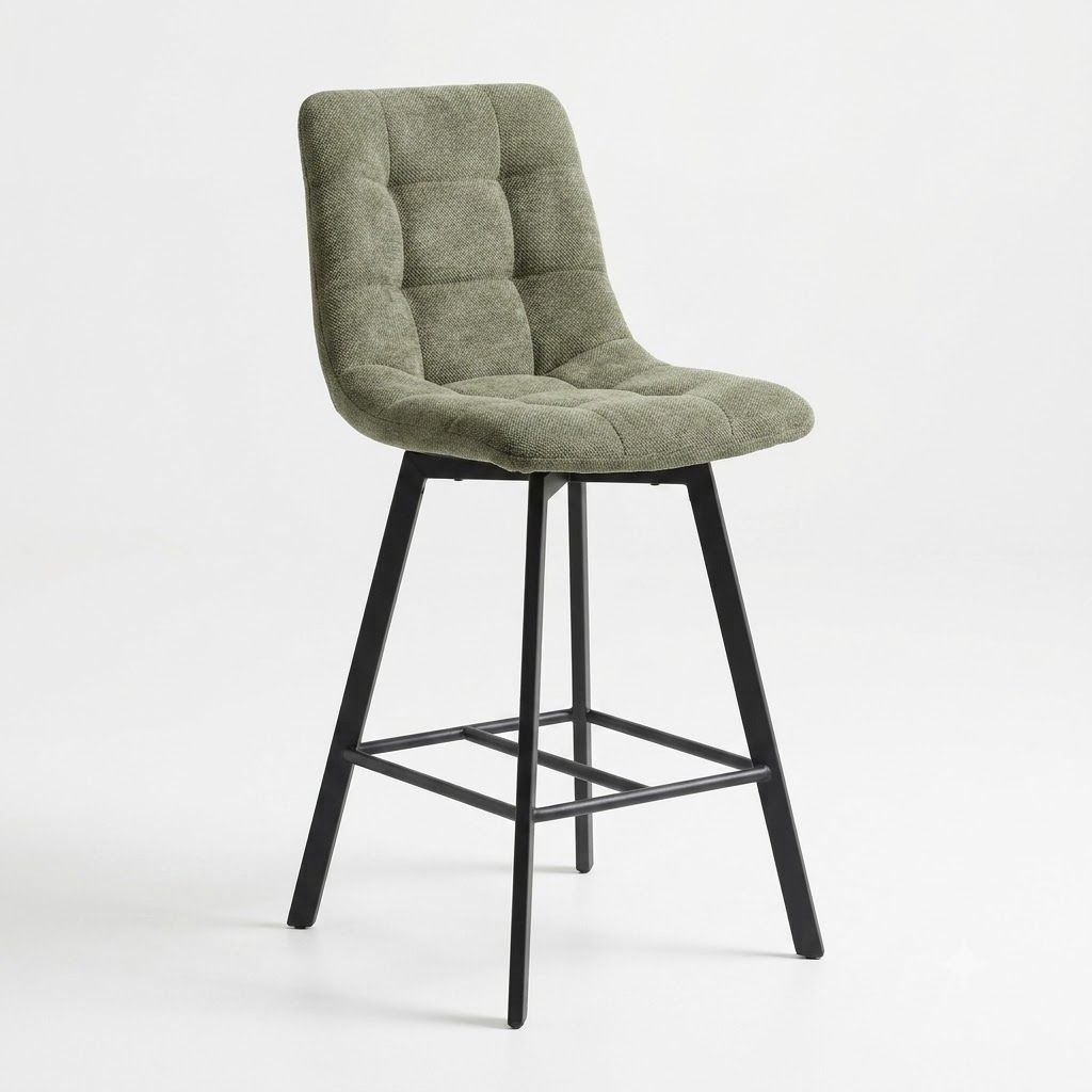 Tabouret de bar pivotant tissu holms 77 vert