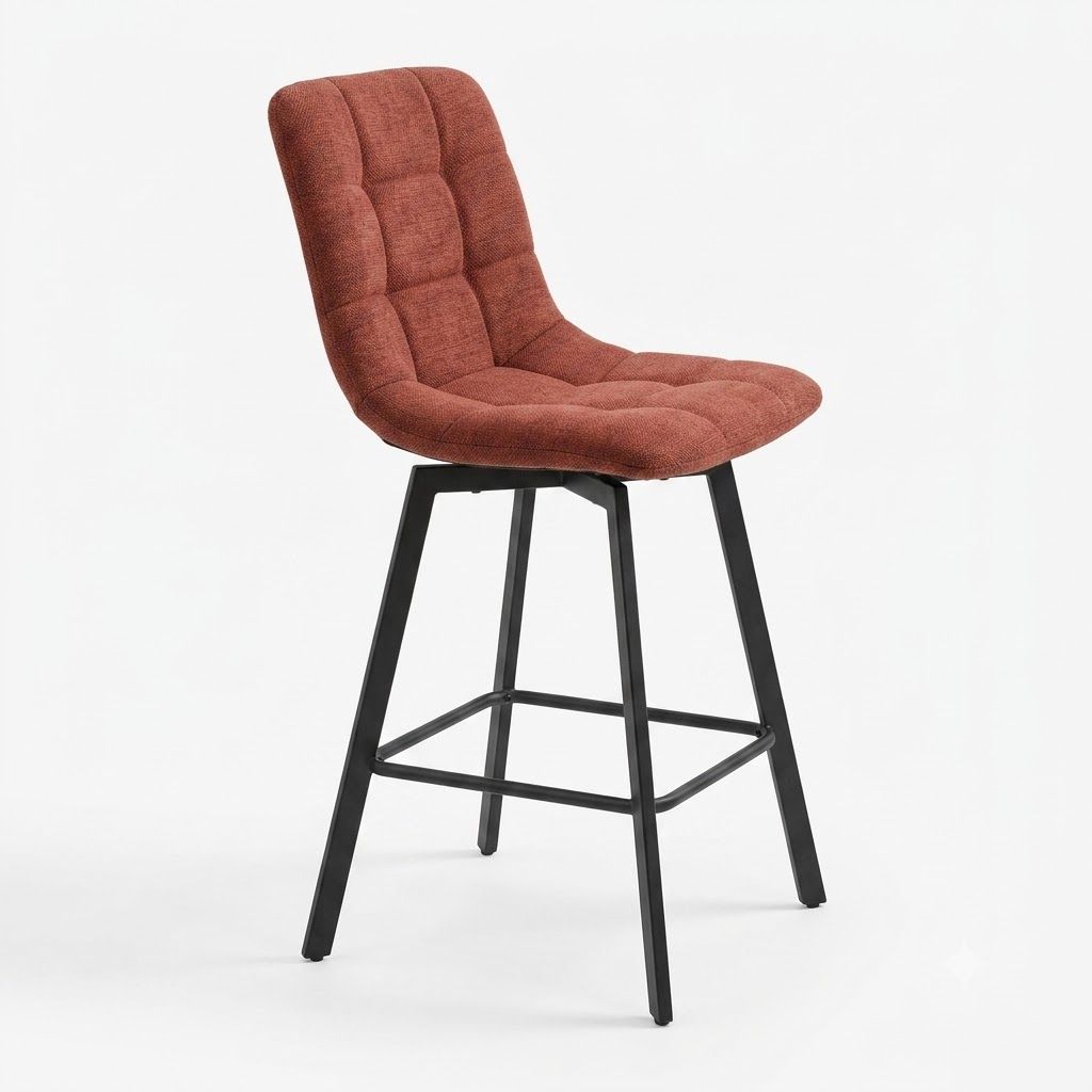Tabouret de bar pivotant tissu holms 46 terracota
