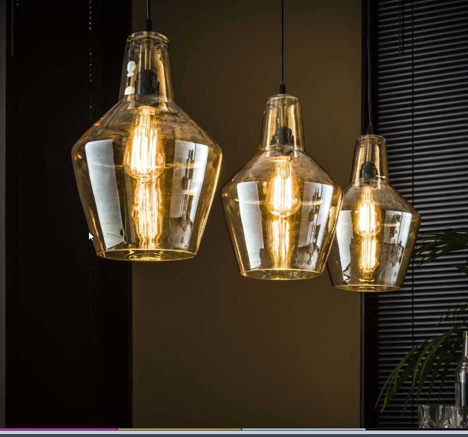 Suspension glass cone 3-ampoules / argent ancien / destock