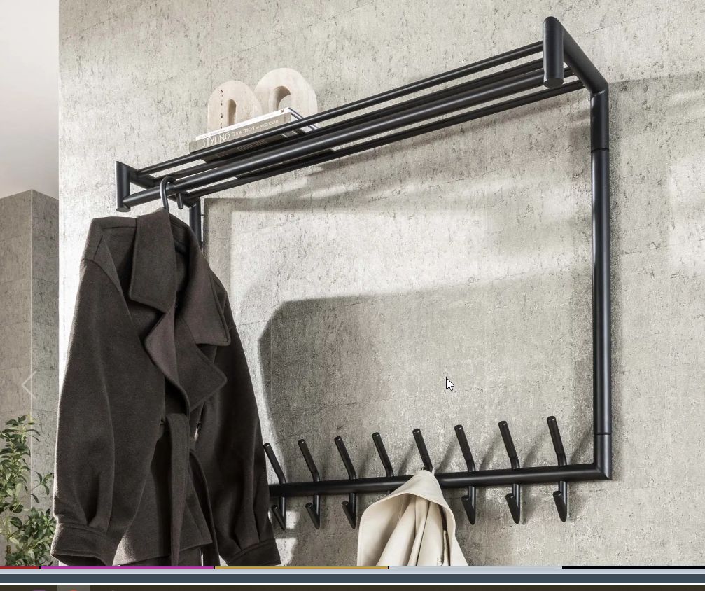 Porte-manteau tubo haut tringle et étagère 2x10c / gris foncé mat