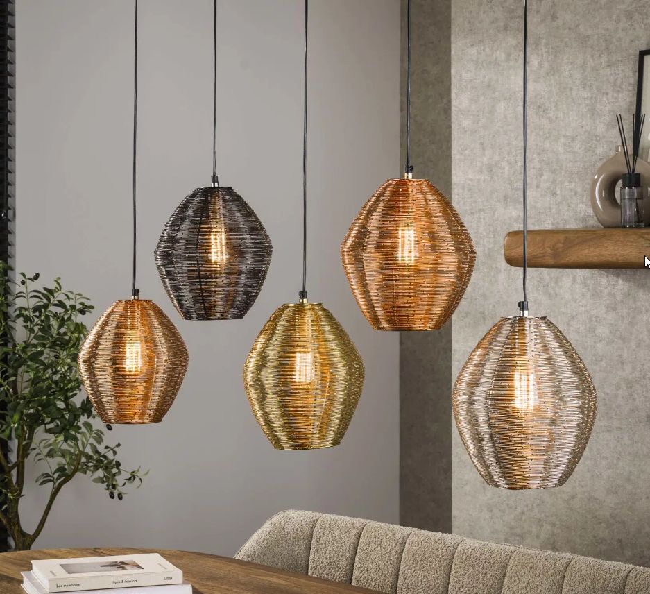 Suspension web 5-lumières / nickel mat mix