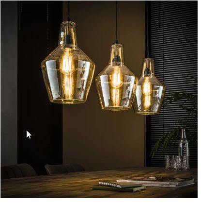Suspension glass cone 3 ampoules argent ancien / fin de serie
